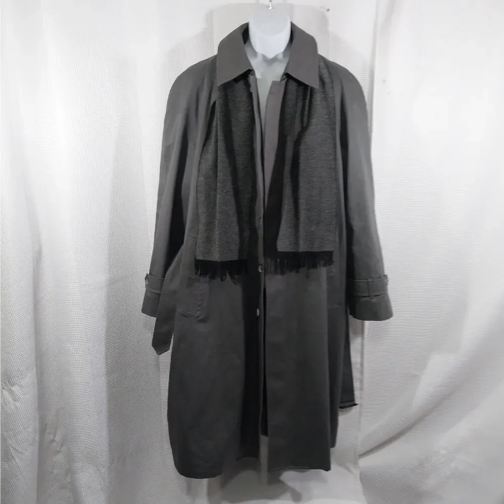 NWOT! LONDON FOG! DOVE GRAY FULL LENGTH THERMAL TRENCH COAT, BELTED! SZ 46R